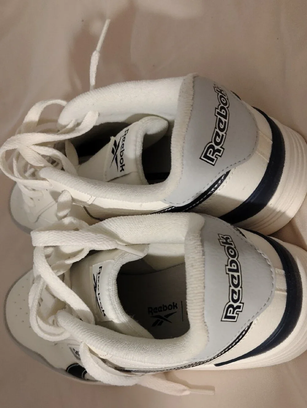 Reebok White Sneakers with Black and Gray Accents